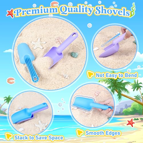TSDATOWR Collapsible Beach Buckets for Kids, 2 Packs Foldable Sand Buckets and Shovels with Mesh Beach Bag, Silicone Sand Pails for Toddlers Beach Toys, Easter Egg Hunt, Camping, Travelling, Fishing Water Pail - Image 4