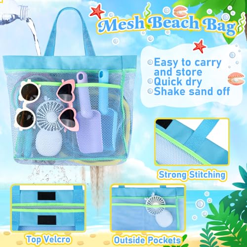 TSDATOWR Collapsible Beach Buckets for Kids, 2 Packs Foldable Sand Buckets and Shovels with Mesh Beach Bag, Silicone Sand Pails for Toddlers Beach Toys, Easter Egg Hunt, Camping, Travelling, Fishing Water Pail - Image 3