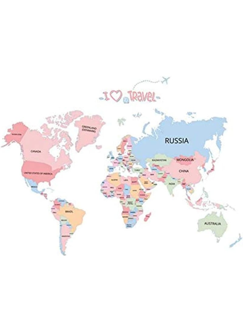 Kids Bedroom DIY Wall Sticker World Map Home Bedroom Room Decor Removable Wall Decal Poster Decoration (Colorful) - Image 3