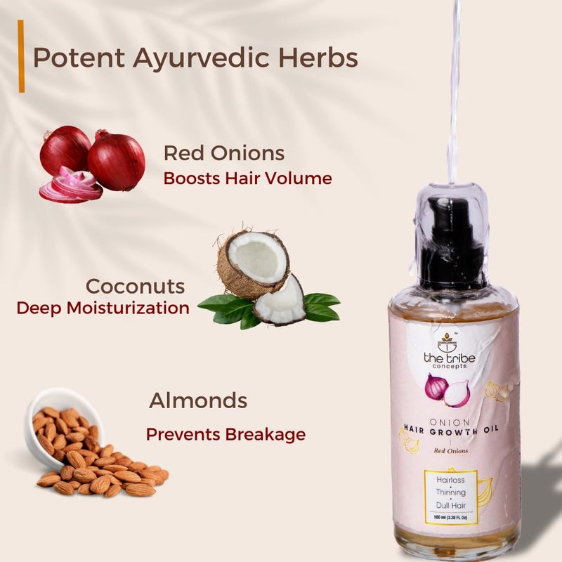 The Tribe Concepts Onion Hair Oil For Hair Growth Hair Fall Control With Almond And Coconut Oil 100 ml Pack of 1 - Image 2
