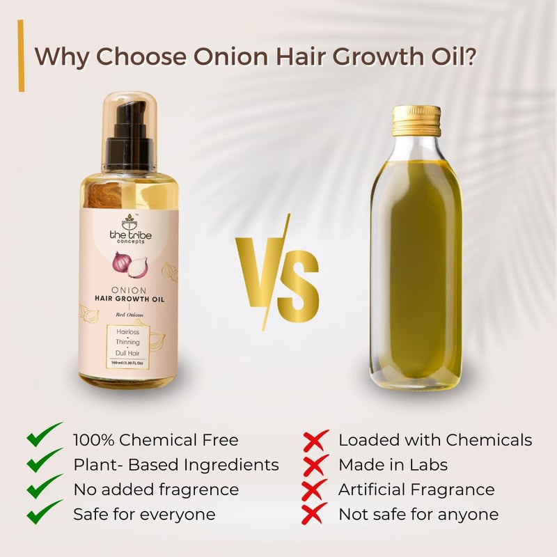 The Tribe Concepts Onion Hair Oil For Hair Growth Hair Fall Control With Almond And Coconut Oil 100 ml Pack of 1 - Image 5