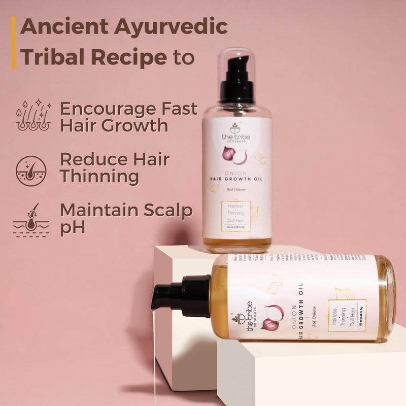 The Tribe Concepts Onion Hair Oil For Hair Growth Hair Fall Control With Almond And Coconut Oil 100 ml Pack of 1 - Image 3