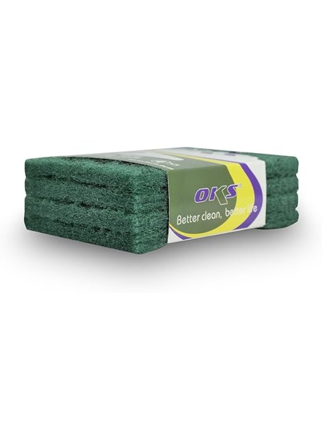 OKS 4 Pcs Heavy Duty Green Nylon Scouring Pads - Commercial Grade Scrubbers for Pots, Pans & Stubborn Grease | 13.5×9×0.8cm - Image 5