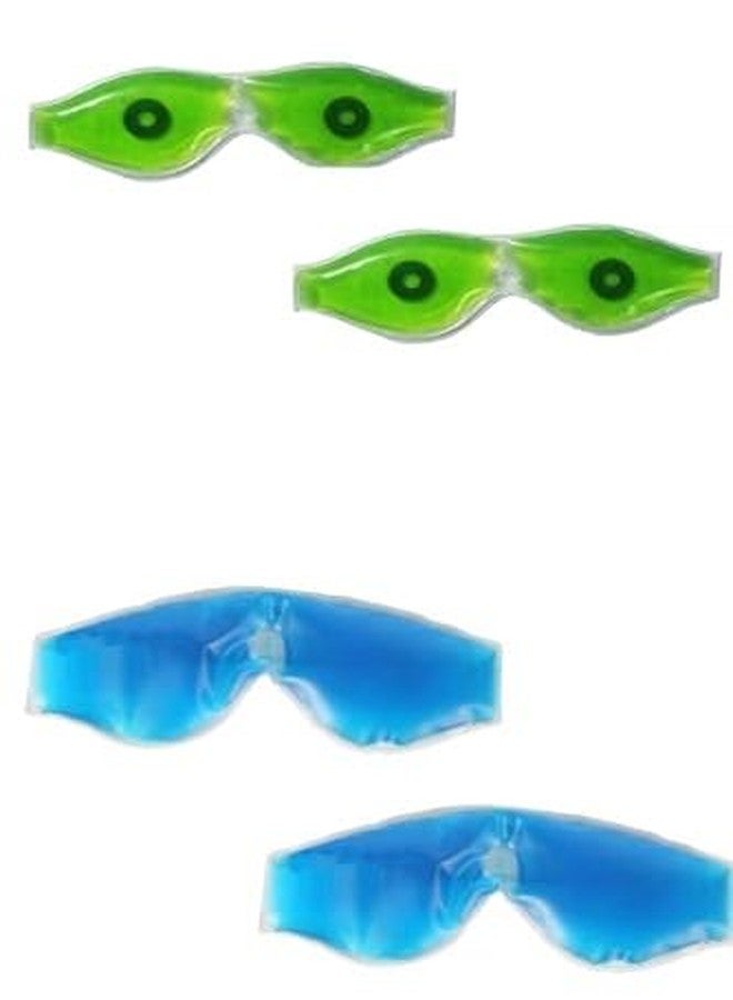 TOP SELECT Cooling Gel Eye Mask Set, Green and Blue, with Ice Pack Effect for Relaxation and Stress Relief (Pack of 4)