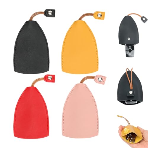 Buatkontly Car Key Case Creative PullOut Key Sleeve Keychain Bags PU Leather Large Capacity Not Easy to Slip Key Case Cute Protector Car Key Fob 4pcs - Image 1