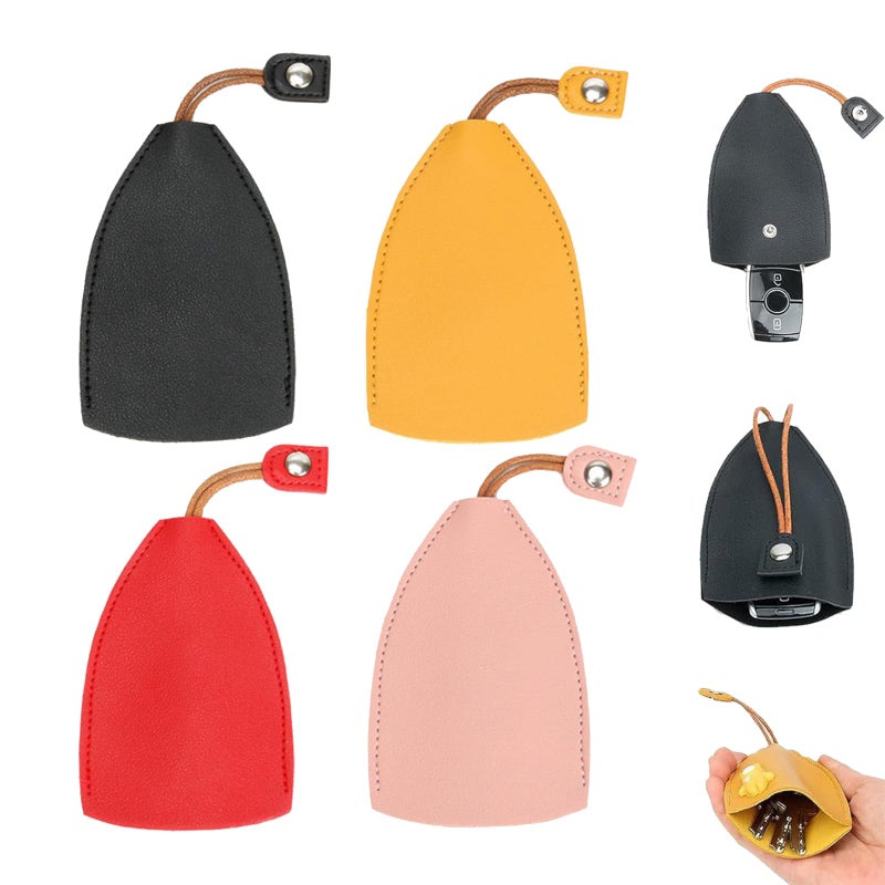 Buatkontly Car Key Case Creative PullOut Key Sleeve Keychain Bags PU Leather Large Capacity Not Easy to Slip Key Case Cute Protector Car Key Fob 4pcs - Image 3