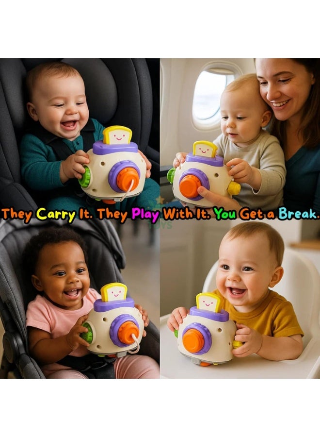 Montessori Toddler Busy Activity Cube – Travel Toy for Fine Motor Skills & Sensory Learning | Airplane Car Stroller Toy for 1-3 Year Old | Educational Gift for Boys & Girls - Image 2