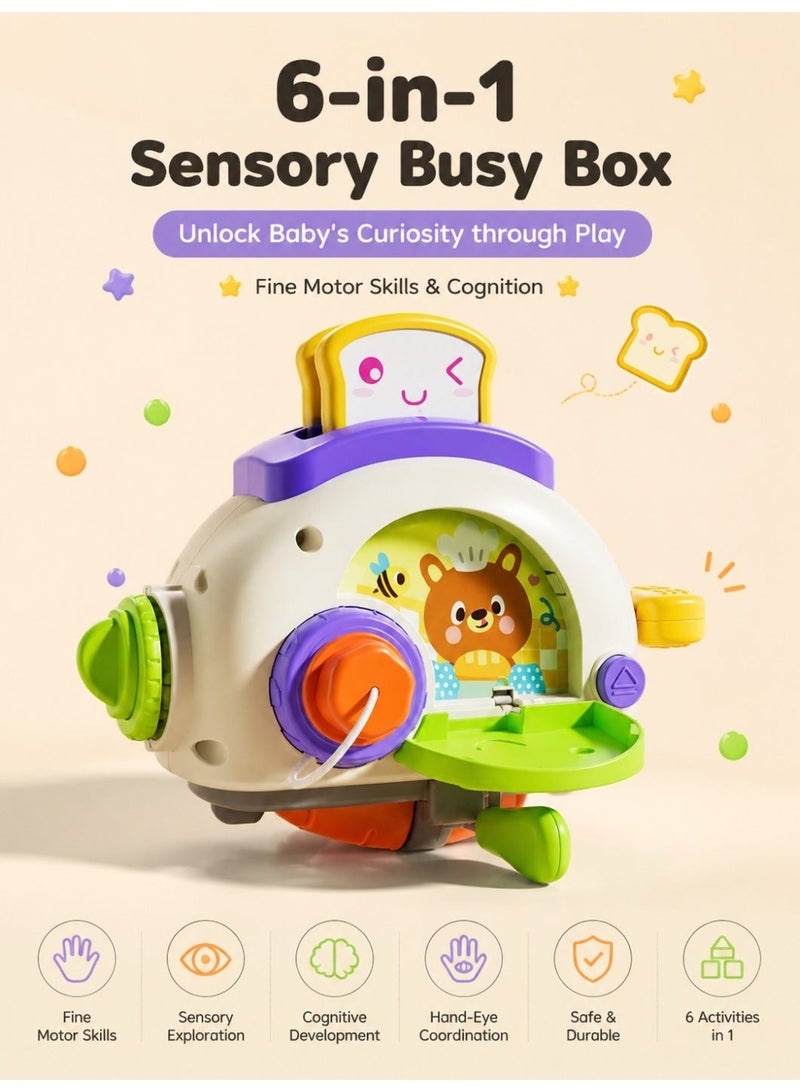 Montessori Toddler Busy Activity Cube – Travel Toy for Fine Motor Skills & Sensory Learning | Airplane Car Stroller Toy for 1-3 Year Old | Educational Gift for Boys & Girls - Image 1