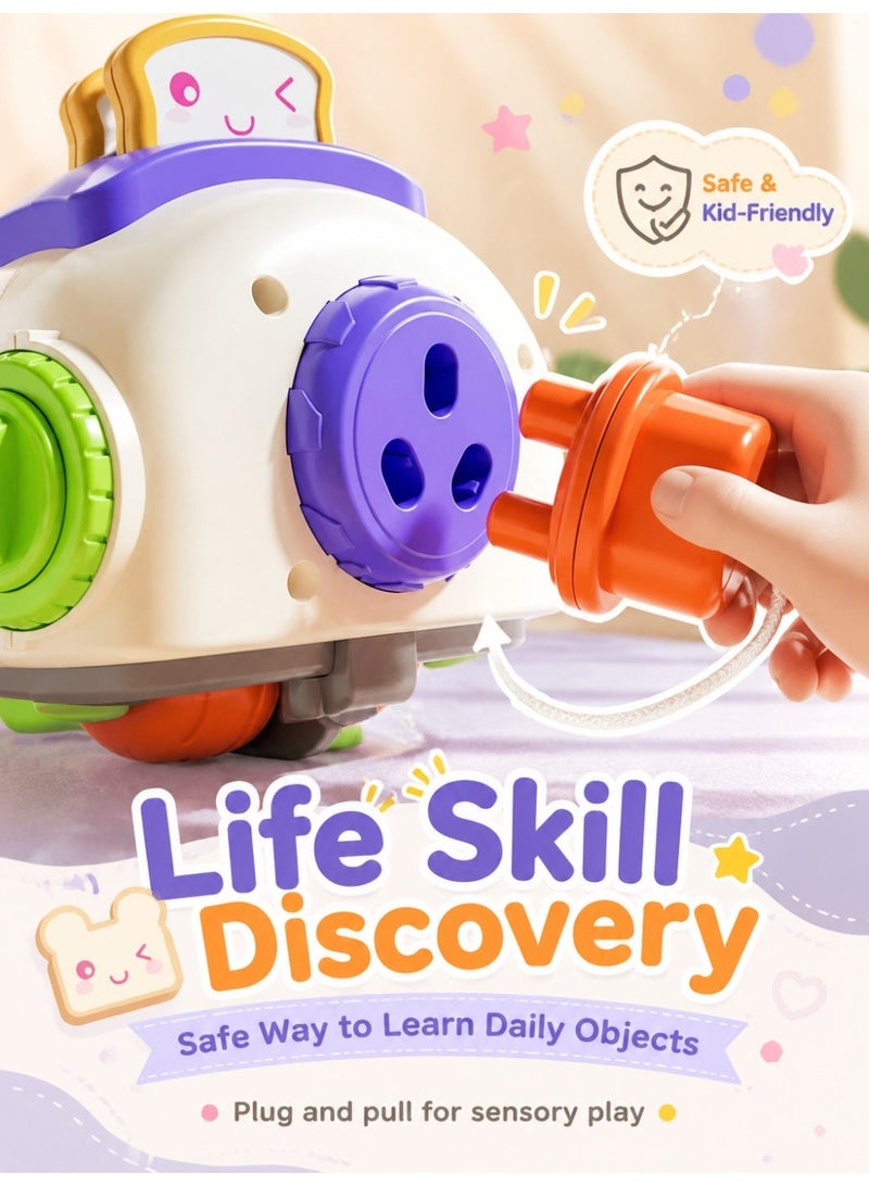Montessori Toddler Busy Activity Cube – Travel Toy for Fine Motor Skills & Sensory Learning | Airplane Car Stroller Toy for 1-3 Year Old | Educational Gift for Boys & Girls - Image 4