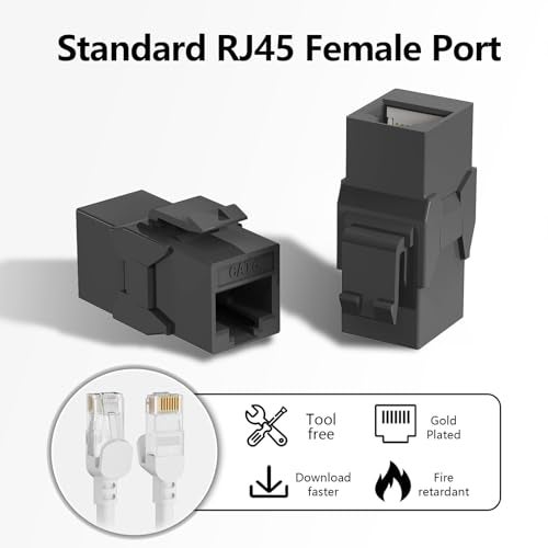 Jadaol 25Pack RJ45 Cat6 Keystone Couplers [UL Listed], Female to Female Inline Couplers, 10Gbps Patch Cable Extension, UTP Ethernet Lan Coupler, Cat6 Cable Connector for Patch Panel, Wall Plate, Black - Image 3