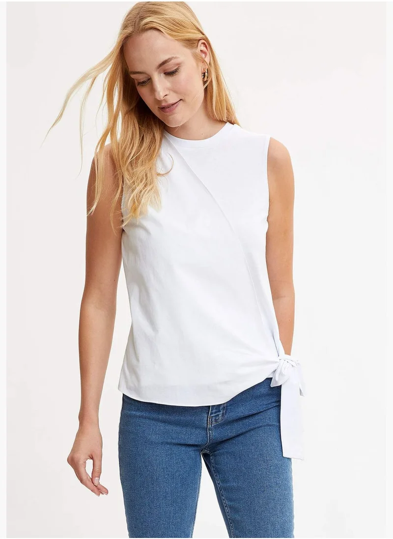 DeFacto Regular Fit Sleeveless Ruched T-Shirt