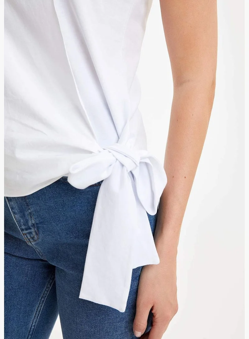 ديفاكتو Regular Fit Sleeveless Ruched T-Shirt