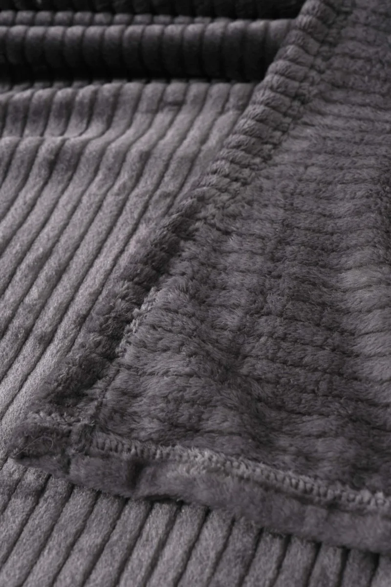 فافورا İpeksoft Corduroy Double Blanket - Anthracite