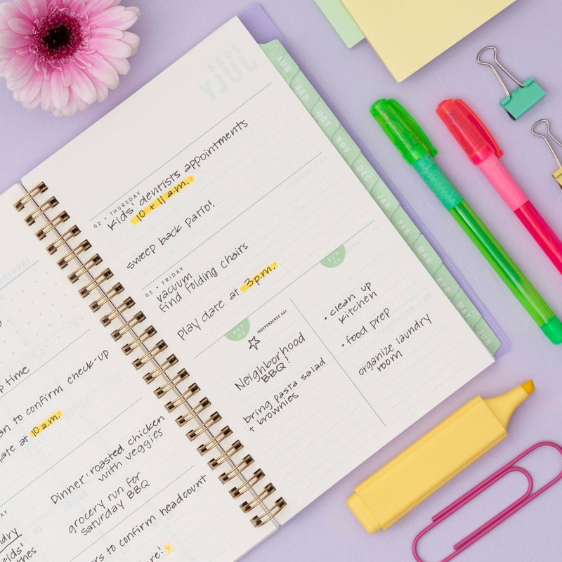 Blue Sky Brook Gossen 15 Month 2026-2027 Weekly and Monthly Academic Year Planner Calendar, April 2026 - June 2027, 5" x 8", Flexible Cover With Zip Pouch, Wirebound, Laminated Tabs, Storage Pocket, Daisy Checkers - Image 2