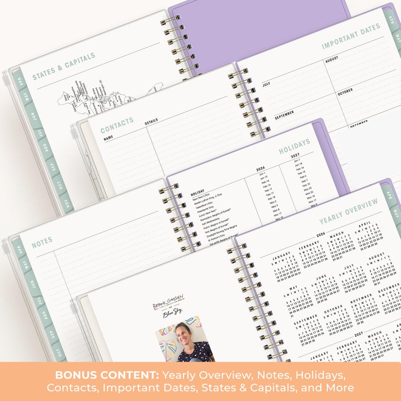 Blue Sky Brook Gossen 15 Month 2026-2027 Weekly and Monthly Academic Year Planner Calendar, April 2026 - June 2027, 5" x 8", Flexible Cover With Zip Pouch, Wirebound, Laminated Tabs, Storage Pocket, Daisy Checkers - Image 5