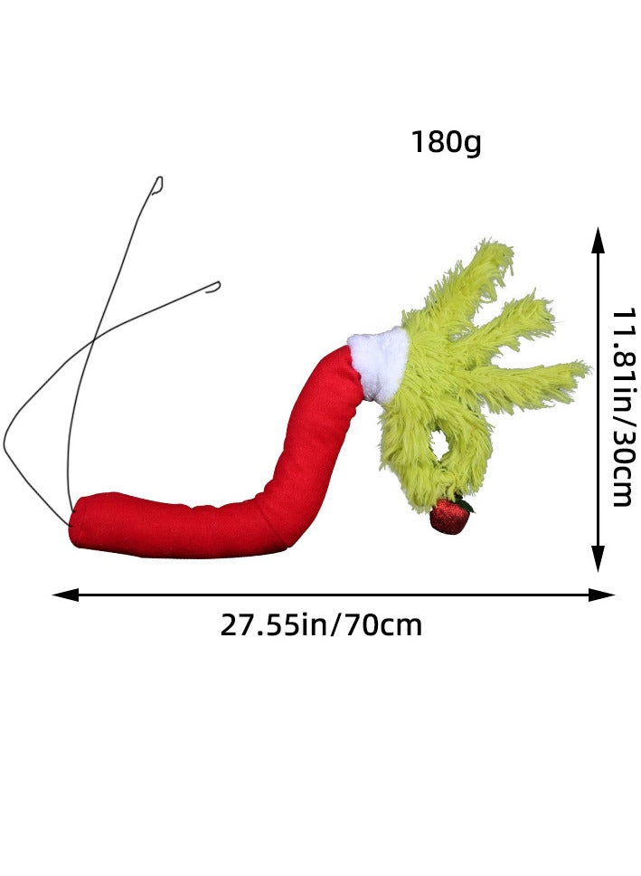 AUTOYSUR زينة شجرة عيد الميلاد الخضراء الفروية من غرينش، رأس/ذراعين/ساقين لص topper شجرة عيد الميلاد وزينة حفلات رأس السنة الجديدة (ذراع الجني) - Image 2