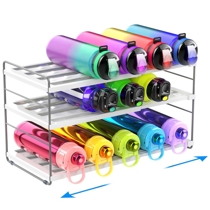 YAN HIN Expandable Water Bottle Organizer for Cabinet Tumbler Organizer Water Bottle Holder for Kitchen Organization Pantry Organizers Refrigerator Organizers and Storage