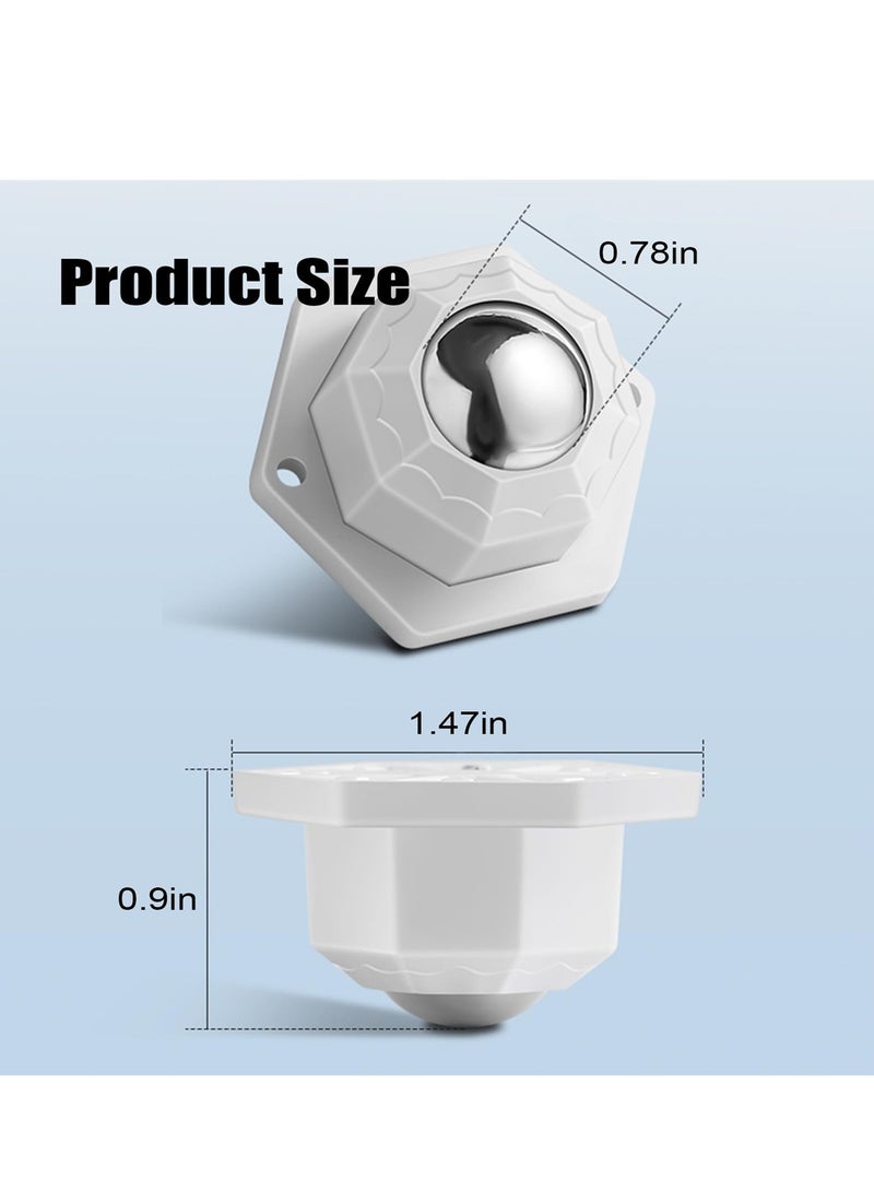 16 PCS Mini Caster Wheels, 360° Rotating Self-Adhesive Stainless Steel Rollers for Furniture, Trash Cans and Storage Bins, Easy Mobility, White - Image 3