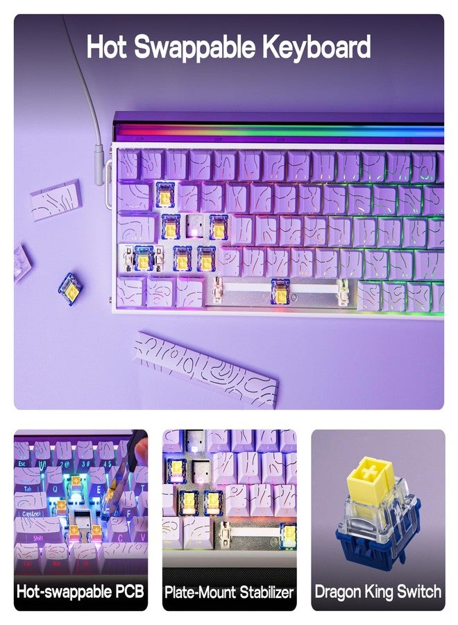 EPOMAKER Aula Hero 68 HE Wired Magnetic Gaming Keyboard, 0.01mm Adjustable Actuation, Rapid Hall Effect Switch, 8kHz Polling, 5-Layer Sound Dampening, RGB Box & Backlight (Purple) - Image 4