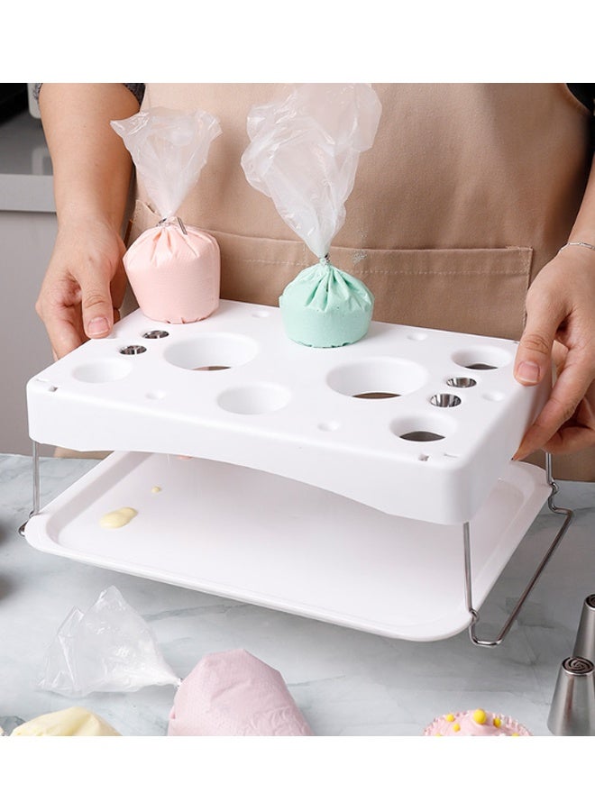 هومستر كيك ديكور ثلج حقيبة حامل علبة الوقوف - رف كيس المعجنات القابلة للفصل مع 6-8 ثقوب مختلفة ، منظم تخزين فوهة الثلج ، رف كيس كريم توفير المساحة للمطبخ المنزلي الخبز والديكورات الكعكة - Image 1