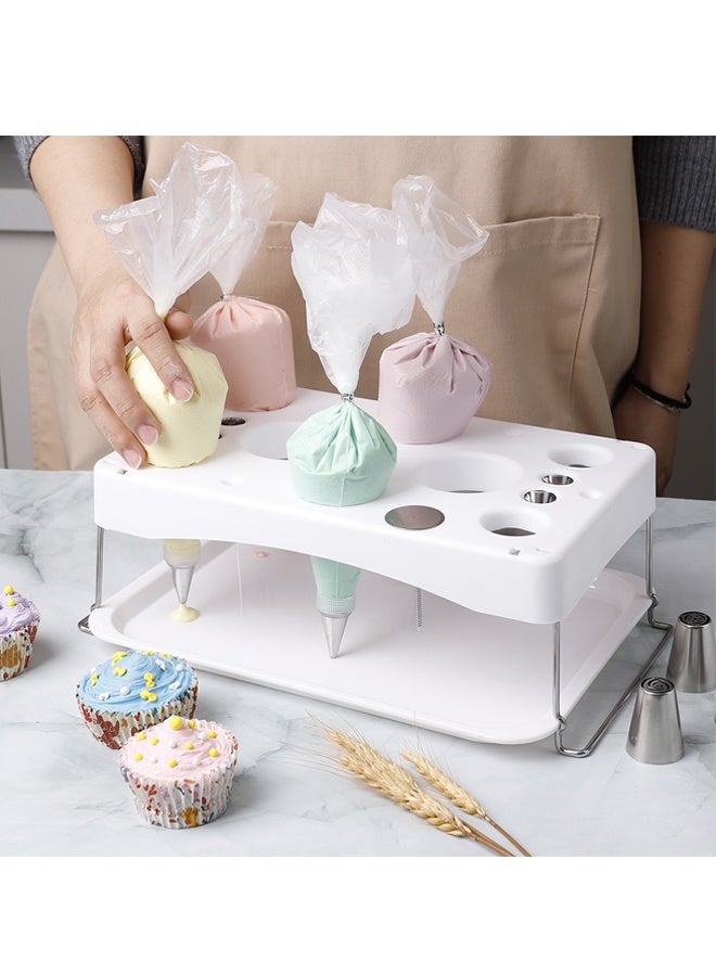 هومستر كيك ديكور ثلج حقيبة حامل علبة الوقوف - رف كيس المعجنات القابلة للفصل مع 6-8 ثقوب مختلفة ، منظم تخزين فوهة الثلج ، رف كيس كريم توفير المساحة للمطبخ المنزلي الخبز والديكورات الكعكة - Image 5