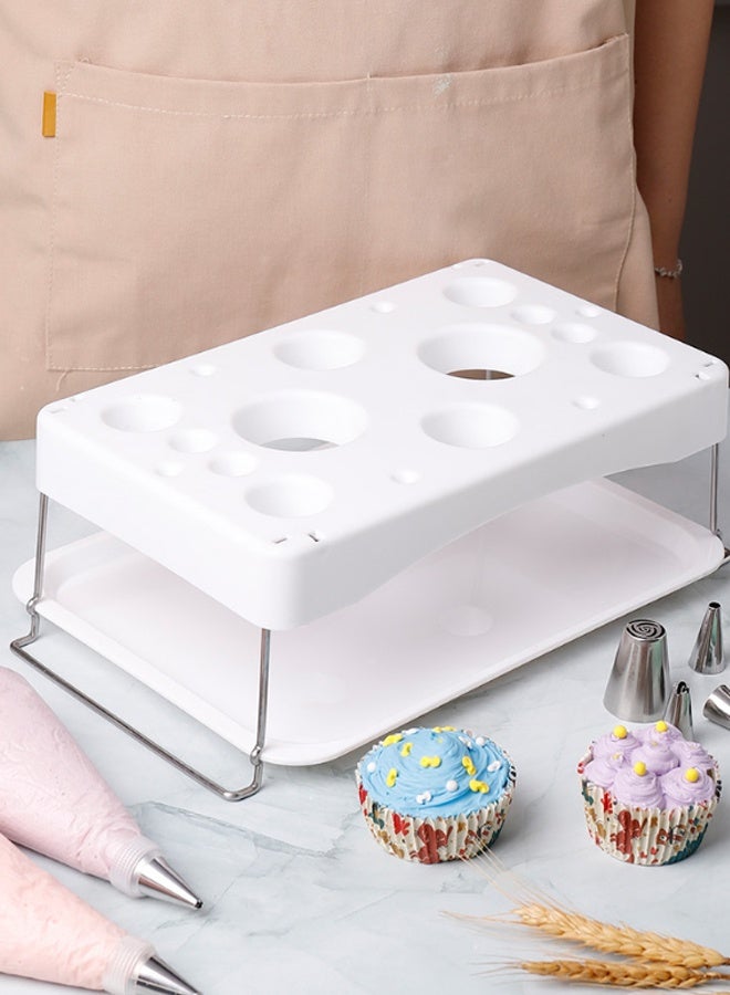 هومستر كيك ديكور ثلج حقيبة حامل علبة الوقوف - رف كيس المعجنات القابلة للفصل مع 6-8 ثقوب مختلفة ، منظم تخزين فوهة الثلج ، رف كيس كريم توفير المساحة للمطبخ المنزلي الخبز والديكورات الكعكة - Image 3