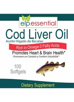 elp essential Cod Liver Oil 100 Softgels Aceite De Higado De Bacalao Capsules 100's  - Image 2