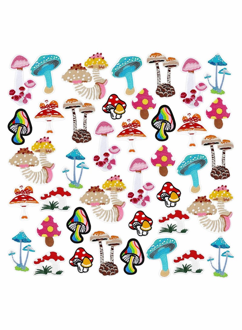 SYOSI Mushroom Embroidery Patches, 40 Pcs Clothing Mini Stickers Nature Patches Suitable for Clothes Dress Hat Pants Shoes Curtain DIY Applique Patch Sewing Craft Decoration  - Image 1
