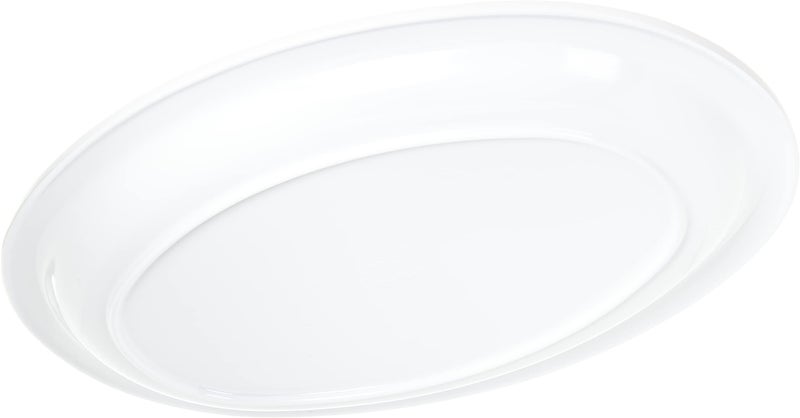 Carlisle FoodService Carlisle FoodService Products Kingline Plastic Oval Platter Oval Tray for Home and Restaurant  Melamine  13.5 Inches  White  (Pack of 12)  - Image 3