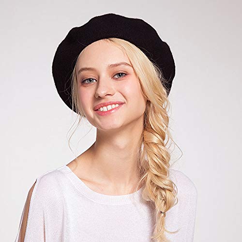 Anteer 6 Pieces Wool Beret Hat French Style Beanie Hats Fashion Ladies Beret Caps for Women Girls Lady(Black-6 Pack) - Image 4