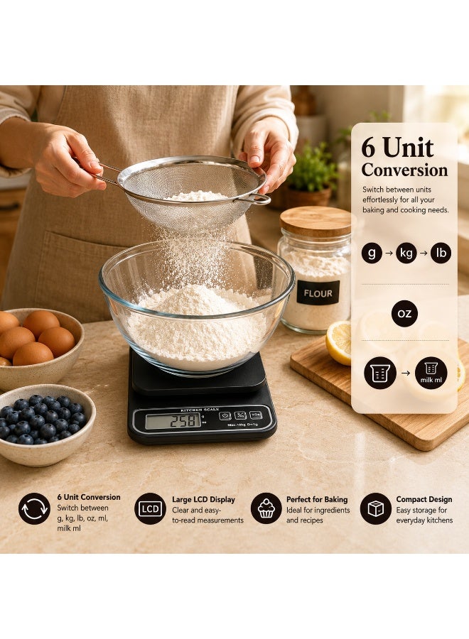 10kg Digital Kitchen Scale with 1g Precision | High-Accuracy Food Weighing Scale with LCD Display | Portable Electronic Scale for Cooking, Baking, Meal Prep, Dieting & Wholesale Use - Image 2