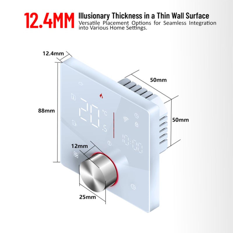 Smart Thermostat: Black Embedded 5+1+1 Weekly Programmable Digital Thermostat - WiFi & Voice Control Room Thermostat for Home Indoor Gas Boiler Heating - Image 5