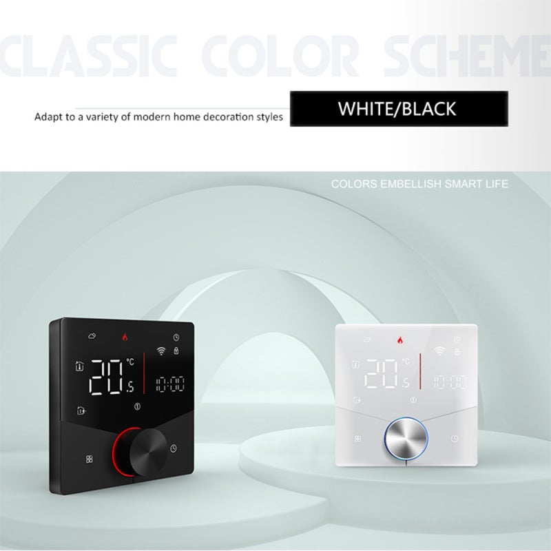 Smart Thermostat: Black Embedded 5+1+1 Weekly Programmable Digital Thermostat - WiFi & Voice Control Room Thermostat for Home Indoor Gas Boiler Heating - Image 4