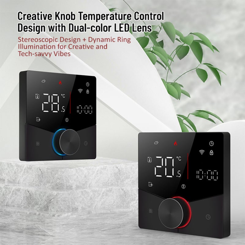 Smart Thermostat: Black Embedded 5+1+1 Weekly Programmable Digital Thermostat - WiFi & Voice Control Room Thermostat for Home Indoor Gas Boiler Heating - Image 3