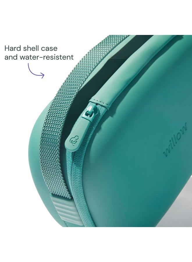 Willow حقيبة حمل مضخة الثدي، أزرق مائل إلى الأخضر، للاستخدام مع مضخات الثدي القابلة للارتداء بدون استخدام اليدين، حقيبة مضخة ثدي صلبة فائقة المتانة مع صينية قابلة للإزالة، مدمجة وسرية - Image 4