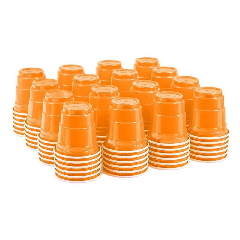 HAOZAN 100ct 2oz. Mini Orange Shot Cups  Disposable and Small Size Perfect for Party  Tastings  Sample and More - Image 1
