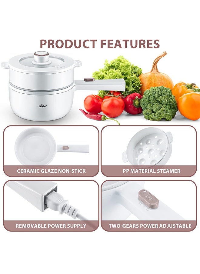 Bear Electric Hot Pot - Steamer Pot - Electric Cooker - Non-Stick Frying Pan - Multifunctional Cookware - 1.6L  - Image 3