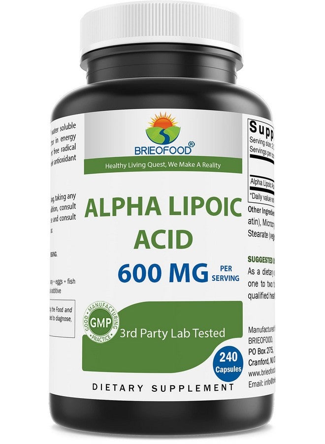 Brieofood Alpha Lipoic Acid 600mg per Serving - 240 Capsules - Non-GMO, Gluten Free - Image 1