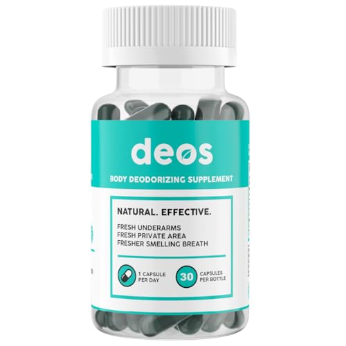 DEOS Internal Deodorant Supplement Full Body Deodorizer for Gut Health Skin Health Detox Digestion Support Natural Odor Control Chlorophyll Pills for HeadtoToe Freshness 30 Capsules