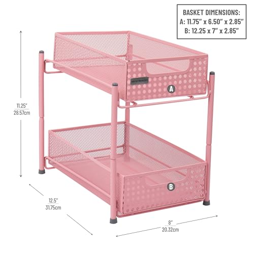 Mind Reader Accessory Organizer, Supply Storage, Desktop, Crafts, Office, Metal Mesh, Pink - Image 3