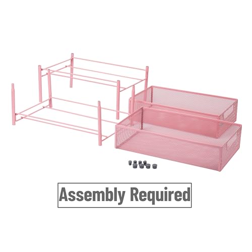 Mind Reader Accessory Organizer, Supply Storage, Desktop, Crafts, Office, Metal Mesh, Pink - Image 5