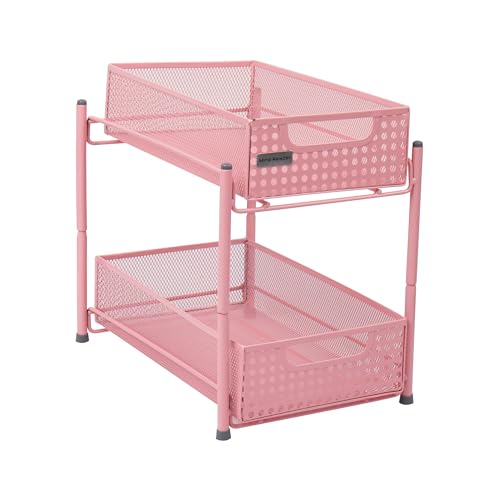 Mind Reader Accessory Organizer, Supply Storage, Desktop, Crafts, Office, Metal Mesh, Pink - Image 1
