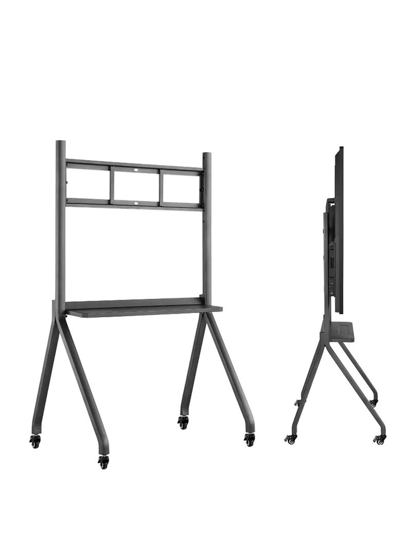Universal Adjustable Interactive Display Stand - Riotouch Model 11ZJ-14, for 65"-110" Screens, 360-Degree Mobility, Black
