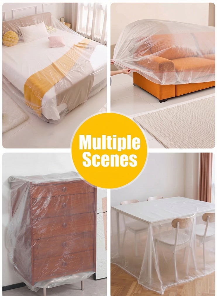 2PCS Disposable Furniture Dust Covers with Elastic,Extra Large Sofa Couch Cover, Clear Moving Storage Bag for Bed Sofa Dining Table TV Cabinet - Image 3