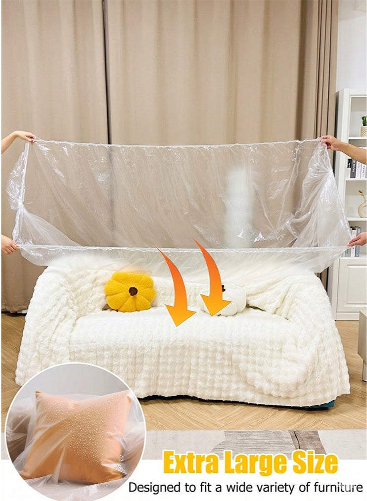 2PCS Disposable Furniture Dust Covers with Elastic,Extra Large Sofa Couch Cover, Clear Moving Storage Bag for Bed Sofa Dining Table TV Cabinet - Image 5