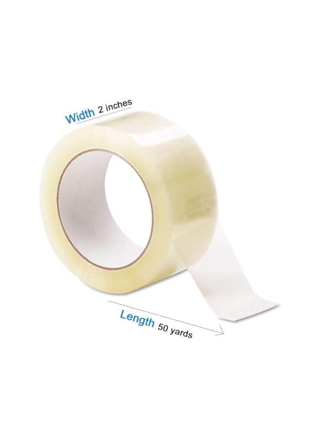 PROMASS Win Clear Packing Tape With Tape Dispenser | 2 inches x 50 yards Strong Heavy Duty Packaging Tape for Sealing Parcel Boxes, Moving Boxes Houses, Office Supplies [6 Rolls + 1 Dispenser]  - Image 4