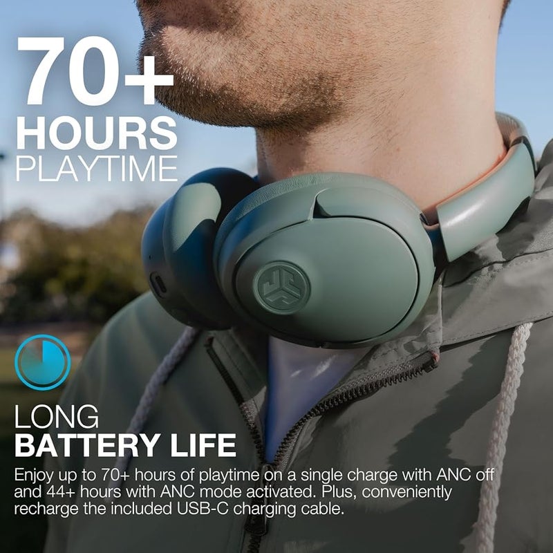 Jlab JBuds LUX ANC Active Noise Cancelling Headphones - Wireless Over Ear Headphones with Microphone, 70+ H Playtime Foldable Bluetooth Earphones with Multipoint & Customisable Sound, Sage - Image 3