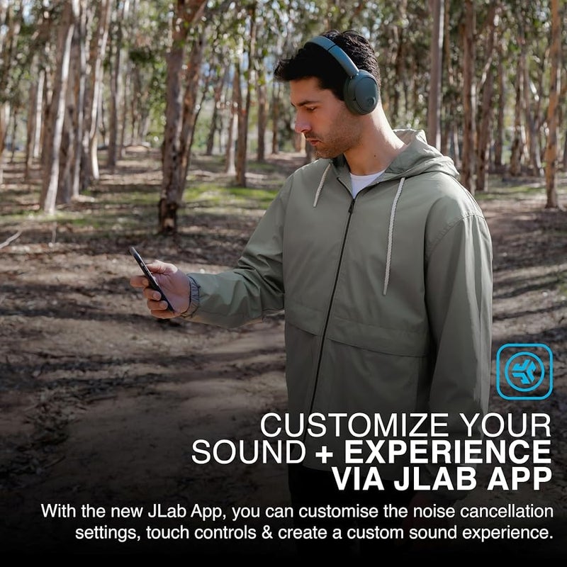 Jlab JBuds LUX ANC Active Noise Cancelling Headphones - Wireless Over Ear Headphones with Microphone, 70+ H Playtime Foldable Bluetooth Earphones with Multipoint & Customisable Sound, Sage - Image 5