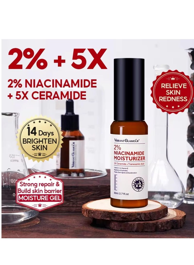 Vibrant Glamour 80g 2% Niacinamide Moisturizer Serum with 5X Ceramide & Tranexamic Acid Niacinamide Face Moisturizer for Hydrating Moisturizing Fade Dark Spots & Discoloration with Vitamin C Vitamin E for Men & Women - Image 2