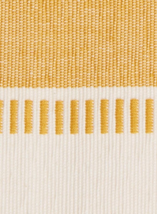 Crazyweaves 60 Inch Table Runner – Cotton Fabric, Tassel Fringe, Handcrafted Yellow & White Design, Decorative Runner for Dining Table, Centerpieces & More - Image 5